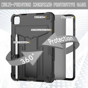 For iPad Pro 11 2024 T Holder Robot Silicone Hybrid PC Tablet Case(Black)
