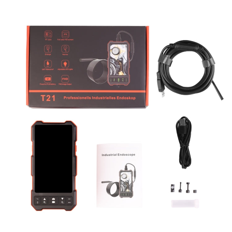 T21 4.5 inch IPS Color Screen 3.9mm Single Camera Split Hard Cable Industrial Endoscope, Length:5m(Black Red)