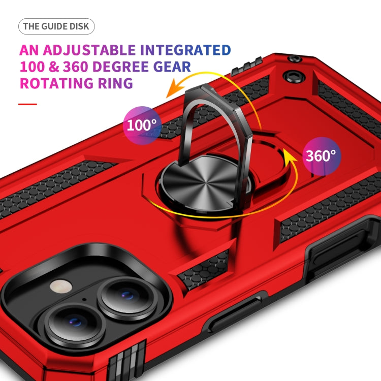For iPhone 16 Shockproof TPU Hybrid PC Phone Case with Holder(Red)