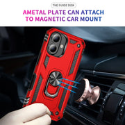 For iPhone 16 Shockproof TPU Hybrid PC Phone Case with Holder(Red)