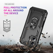 For iPhone 16 Plus Shockproof TPU Hybrid PC Phone Case with Holder(Black)