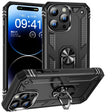 For iPhone 16 Pro Shockproof TPU Hybrid PC Phone Case with Holder(Black) - iPhone 16 Pro Cases by PMC TechLife | Online Shopping South Africa | PMC TechLife | Buy Now Pay Later Mobicred