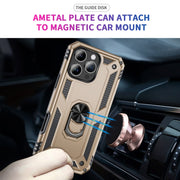 For iPhone 16 Pro Shockproof TPU Hybrid PC Phone Case with Holder(Gold)