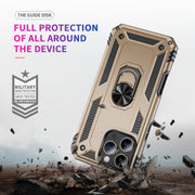 For iPhone 16 Pro Shockproof TPU Hybrid PC Phone Case with Holder(Gold)