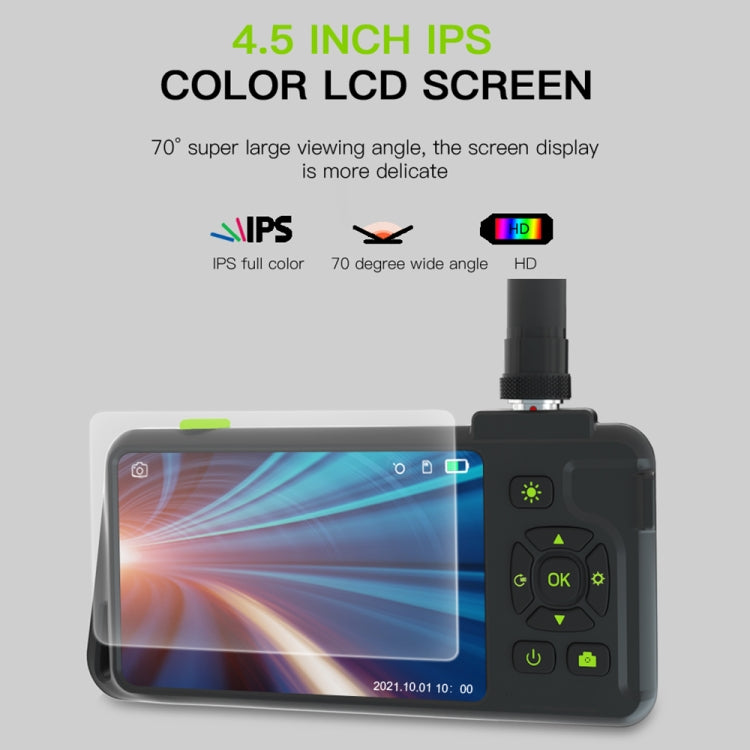 T22 4.5 inch IPS Color Screen 3.9mm Single Camera Hard Cable Industrial Endoscope, Length:2m(Black Orange)