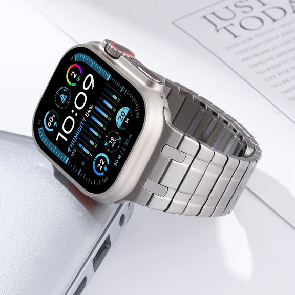 For Apple Watch SE 2023 44mm Magnetic Stainless Steel Watch Band(Titanium Gold)