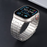 For Apple Watch SE 2023 44mm Magnetic Stainless Steel Watch Band(Titanium Gold)