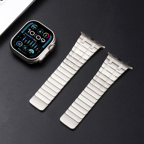 For Apple Watch SE 2023 44mm Magnetic Stainless Steel Watch Band(Titanium Gold)