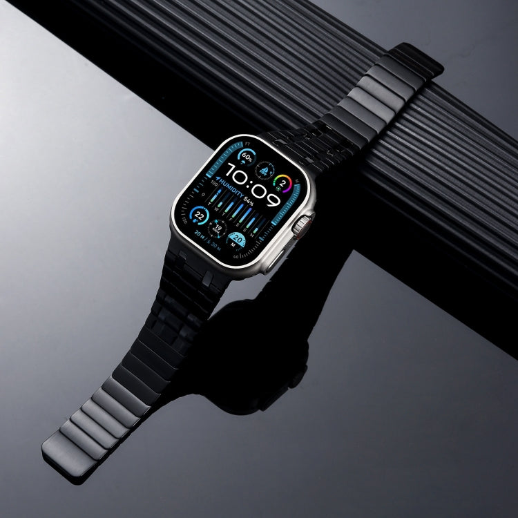 For Apple Watch Series 9 45mm Magnetic Stainless Steel Watch Band(Black)