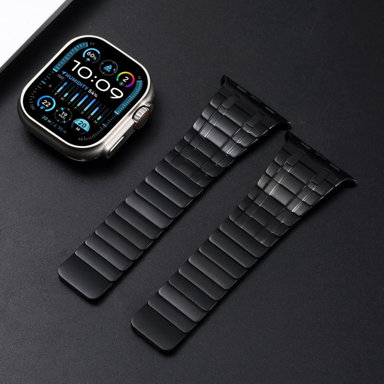For Apple Watch Series 9 45mm Magnetic Stainless Steel Watch Band(Black)