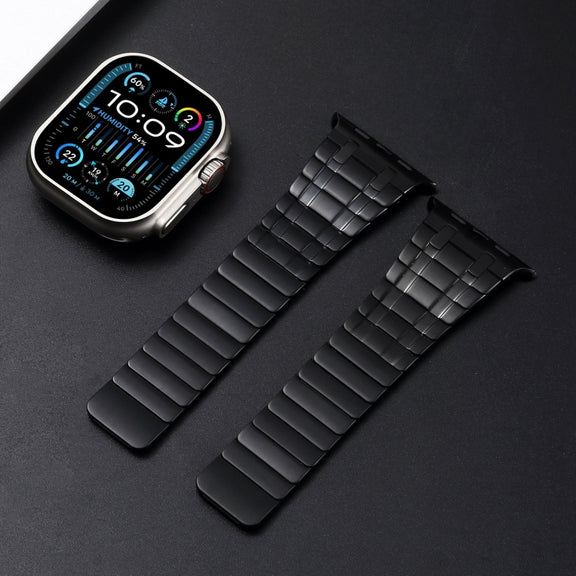 For Apple Watch Series 9 45mm Magnetic Stainless Steel Watch Band(Black)