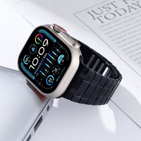 For Apple Watch Ultra 49mm Magnetic Stainless Steel Watch Band(Black)