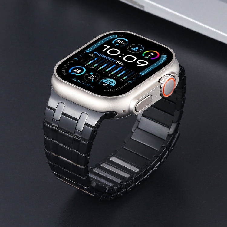 For Apple Watch Ultra 49mm Magnetic Stainless Steel Watch Band(Black)