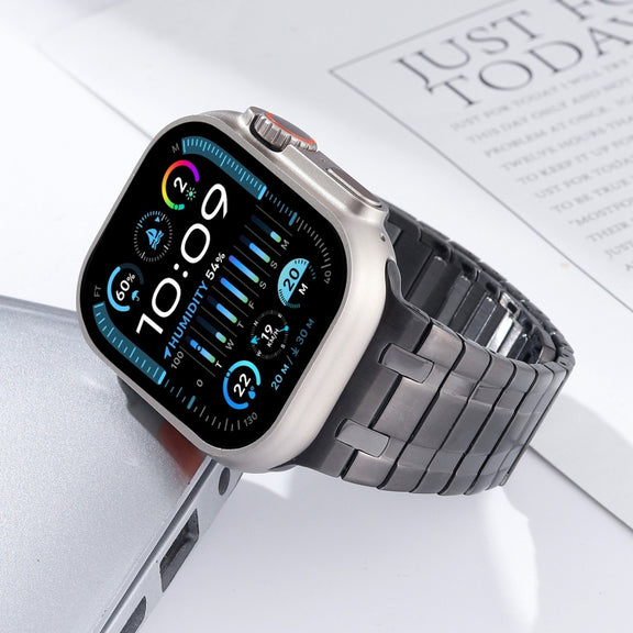For Apple Watch Series 8 45mm Magnetic Stainless Steel Watch Band(Titanium Grey)