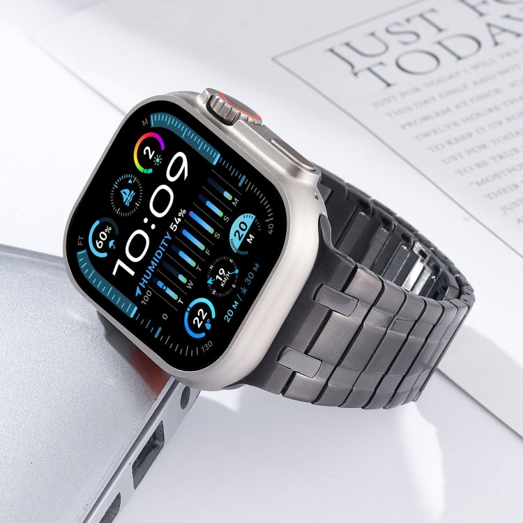 For Apple Watch Series 8 45mm Magnetic Stainless Steel Watch Band(Titanium Grey)