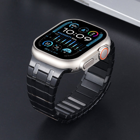 For Apple Watch Series 7 45mm Magnetic Stainless Steel Watch Band(Black)