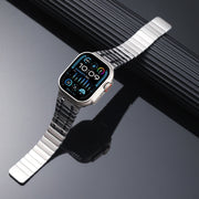 For Apple Watch Series 7 45mm Magnetic Stainless Steel Watch Band(Silver)