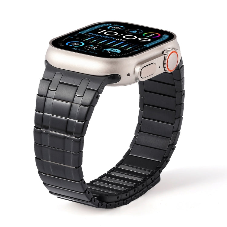 For Apple Watch Series 5 44mm Magnetic Stainless Steel Watch Band(Black)