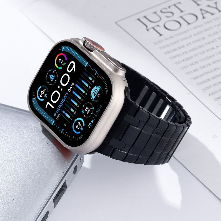 For Apple Watch Series 5 44mm Magnetic Stainless Steel Watch Band(Black)
