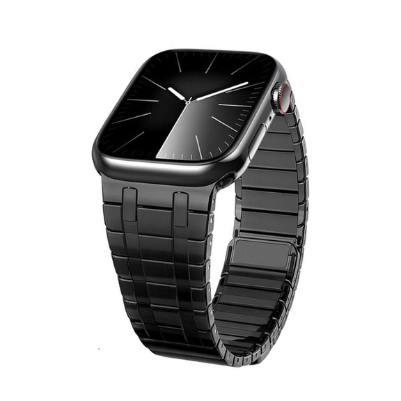 For Apple Watch Series 5 44mm Magnetic Stainless Steel Watch Band(Black)