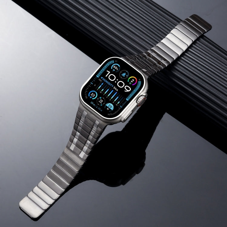 For Apple Watch Series 5 44mm Magnetic Stainless Steel Watch Band(Titanium Grey)