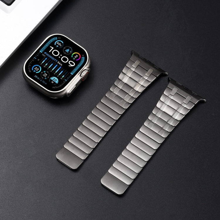 For Apple Watch Series 5 44mm Magnetic Stainless Steel Watch Band(Titanium Grey)