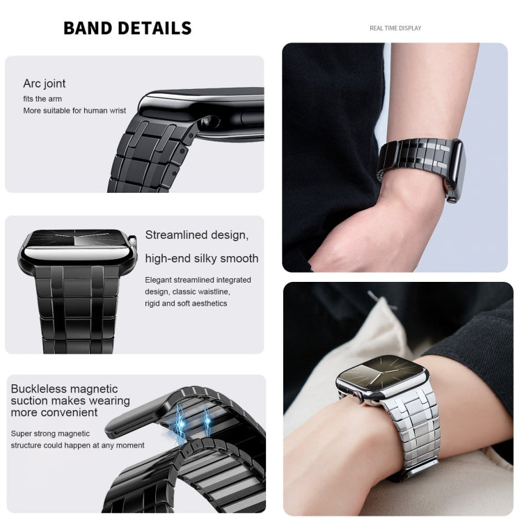 For Apple Watch Series 5 44mm Magnetic Stainless Steel Watch Band(Silver)