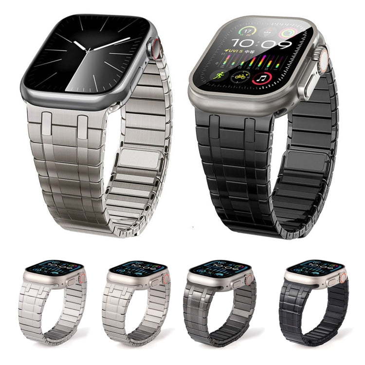 For Apple Watch SE 44mm Magnetic Stainless Steel Watch Band(Black)