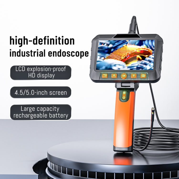 T27 5 inch IPS Color Screen 8mm Single Camera Handheld Hard Cable HD Industrial Endoscope, Length:1m(Orange Black)
