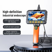 T27 5 inch IPS Color Screen 5.5mm Single Camera Handheld Hard Cable HD Industrial Endoscope, Length:2m(Orange Black)