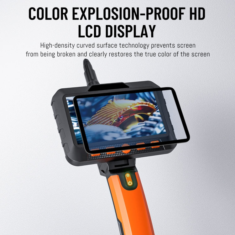 T27 5 inch IPS Color Screen 5.5mm Single Camera Handheld Hard Cable HD Industrial Endoscope, Length:3.5m(Orange Black)