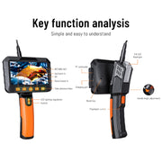 T27 5 inch IPS Color Screen 5.5mm Single Camera Handheld Hard Cable HD Industrial Endoscope, Length:5m(Orange Black)