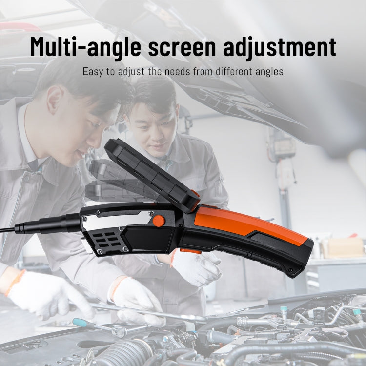 T27 5 inch IPS Color Screen 7.9mm Triple Camera Handheld Hard Cable HD Industrial Endoscope, Length:2m(Orange Black)