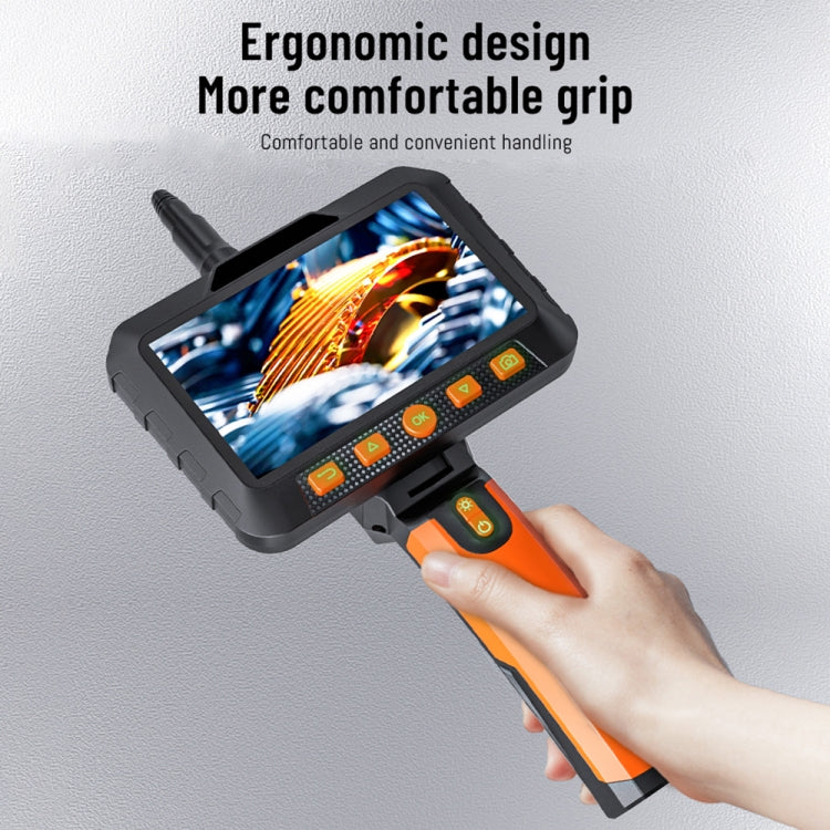 T27 5 inch IPS Color Screen 7.9mm Triple Camera Handheld Hard Cable HD Industrial Endoscope, Length:3.5m(Orange Black)
