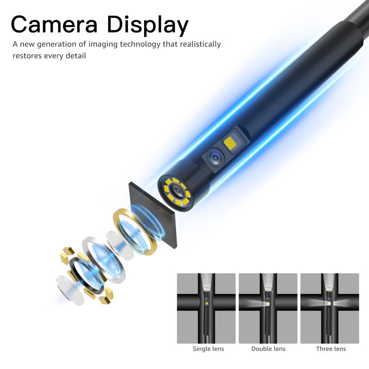T29 5 inch IPS Screen 7.9mm Triple Lens IP67 Water-resistant Industrial Endoscope With Bracket, Length:5m