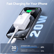 JOYROOM JR-TCF20 PD20W Type-C Port Charger Kit with Type-C to 8 Pin Cable, Plug:EU Plug(White)