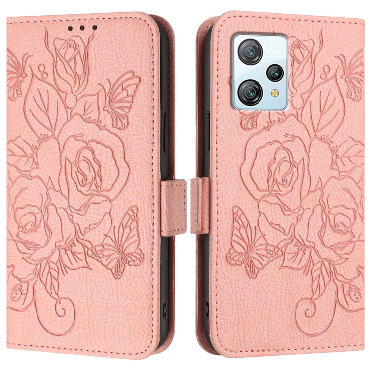 For Blackview A53 Embossed Rose RFID Anti-theft Leather Phone Case(Pink)