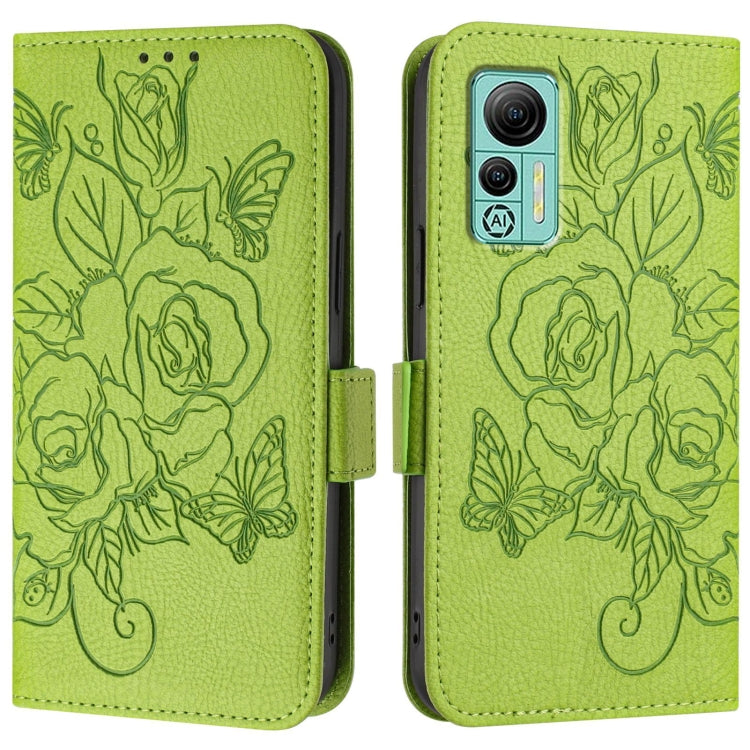 For Ulefone Note 14 Embossed Rose RFID Anti-theft Leather Phone Case(Green)