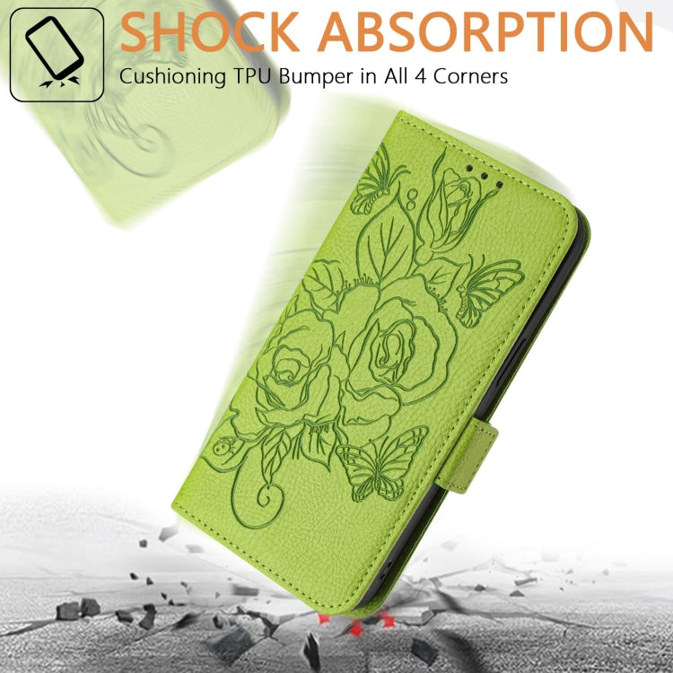 For Ulefone Note 14 Embossed Rose RFID Anti-theft Leather Phone Case(Green)