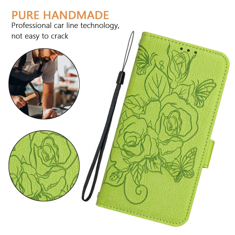 For Ulefone Note 14 Embossed Rose RFID Anti-theft Leather Phone Case(Green)