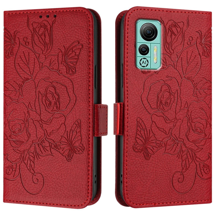 For Ulefone Note 14 Embossed Rose RFID Anti-theft Leather Phone Case(Red)
