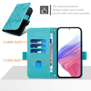 For Ulefone Note 14 Embossed Rose RFID Anti-theft Leather Phone Case(Light Blue)