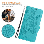 For Ulefone Note 14 Embossed Rose RFID Anti-theft Leather Phone Case(Light Blue)