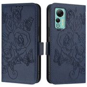 For Ulefone Note 14 Embossed Rose RFID Anti-theft Leather Phone Case(Dark Blue)