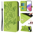 For Google Pixel 9 / 9 Pro Embossed Rose RFID Anti-theft Leather Phone Case(Green) - Google Cases by PMC TechLife | Online Shopping South Africa | PMC TechLife | Buy Now Pay Later Mobicred