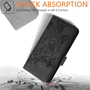 For Google Pixel 9 / 9 Pro Embossed Rose RFID Anti-theft Leather Phone Case(Black)