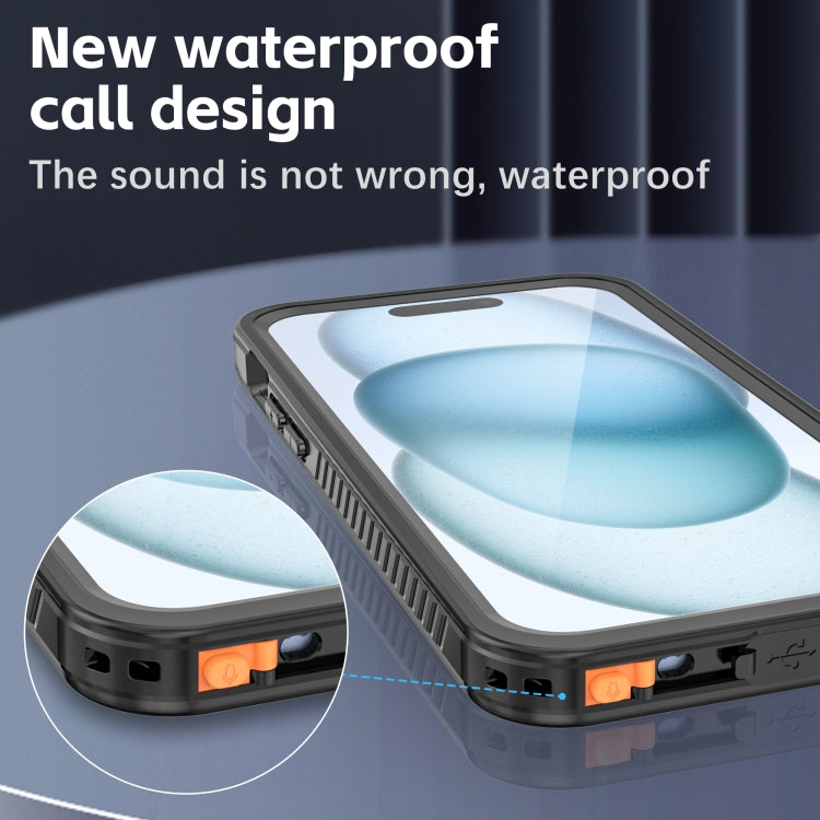 For iPhone 15 Plus RedPepper Shockproof IP68 Water-resistant PC + TPU Protective Case(Black)
