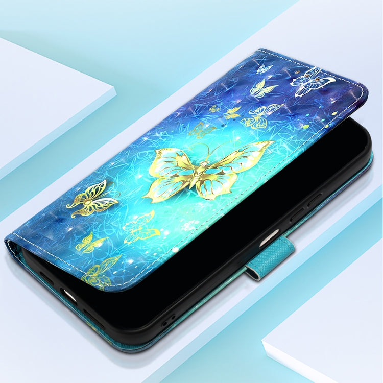 For Samsung Galaxy S25 5G 3D Painting Horizontal Flip Leather Phone Case(Golden Butterfly)