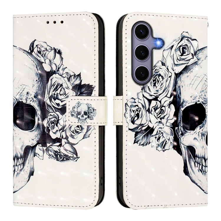 For Samsung Galaxy S25 5G 3D Painting Horizontal Flip Leather Phone Case(Skull)