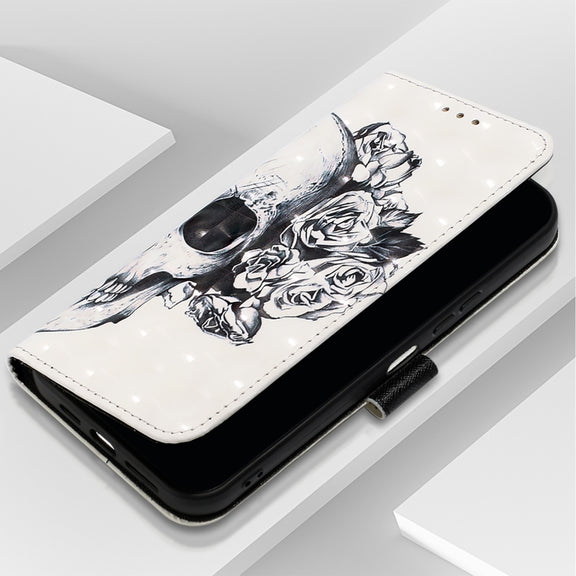 For Samsung Galaxy S25 5G 3D Painting Horizontal Flip Leather Phone Case(Skull)